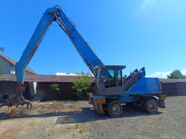 Excavator pe roti Terex Fuchs MHL 340, graifer fier vechi, 27 tone